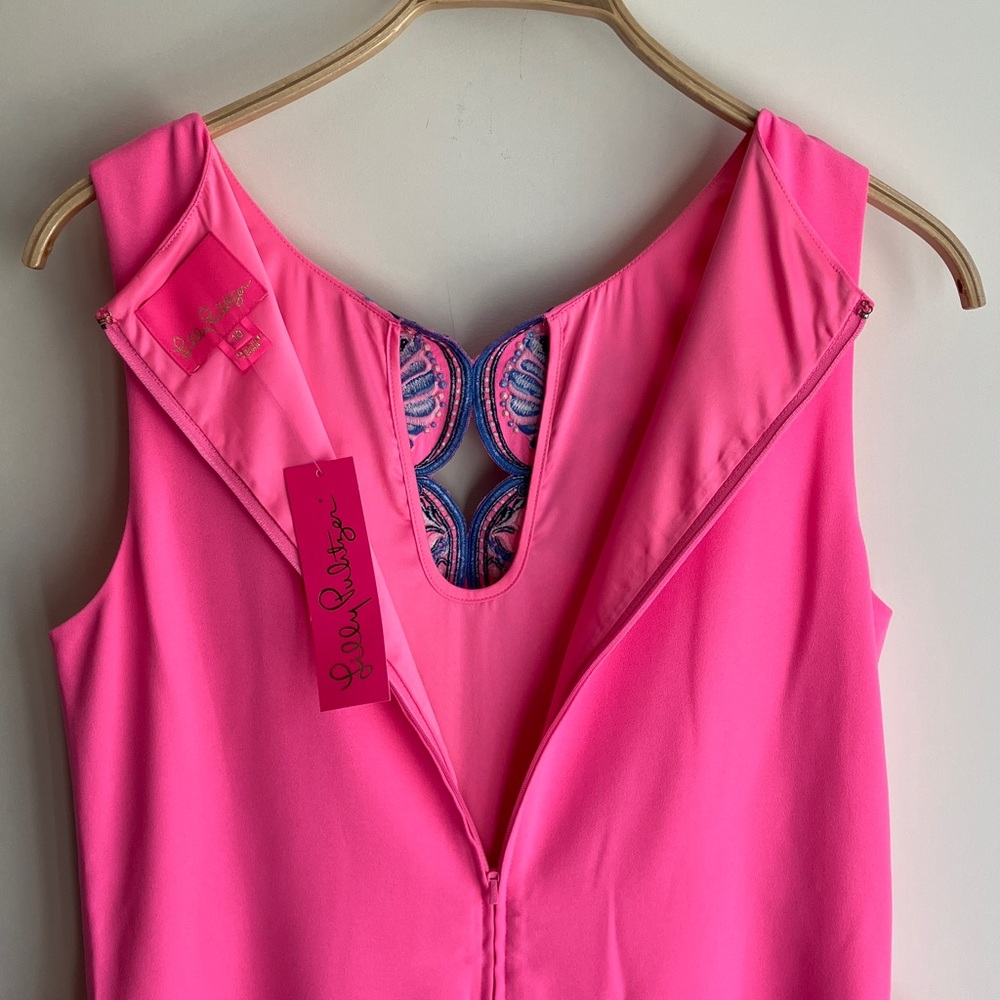 LILLY PULITZER Donna Romper Havana Pink Scalloped Shell Embroidery Size 10 NWT - Picture 6 of 13
